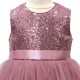 Girls Dusky Pink Organza Sequin Dress with Bow Sash