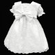 Baby Girls White Embroidered Lace Bow Dress & Bonnet