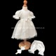 Baby Girls Ivory Lace Satin Dress, Bloomers & Headband