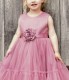 Girls Dusky Pink Organza Dress with Flower Sash