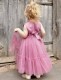 Girls Dusky Pink Organza Dress with Flower Sash