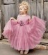 Girls Dusky Pink Organza Dress with Dolly Bag & Bolero