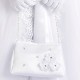 Girls White Flower Beaded Bag & Gloves Set - Evelyn & Naomi