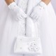 Girls White Flower Beaded Bag & Gloves Set - Evelyn & Naomi