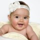 Baby Girls Ivory Lace Headband with Satin Organza Bow