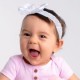 Baby Girls White Lace Headband with Satin Organza Bow