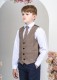 Boys Navy & Brown Check Barleycorn Tweed 5 Piece Suit