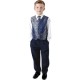 Boys Navy Swirl 4 Piece Waistcoat Suit