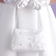 Girls White Diamante Flower Bag, Gloves & Veil Communion Set