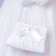 Girls White Pearl Bow Bag, Gloves & Veil Communion Set
