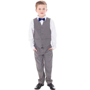 Light Grey 4 Piece Bow Tie Trouser Suit | Wedding Suit | Ring Bearer ...