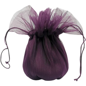 Girls Plum Organza Dolly Bag