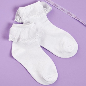 Girls White Lace Frill Communion Socks - Ingrid P291 by Peridot