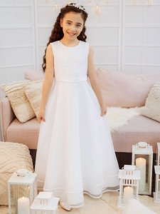 Emmerling White Lace & Organza Communion Dress - Style Kea