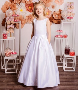 Emmerling Satin Pocket Communion Dress - Style Kecie