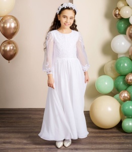 Emmerling Long Sleeve Chiffon Communion Dress - Style Kendy