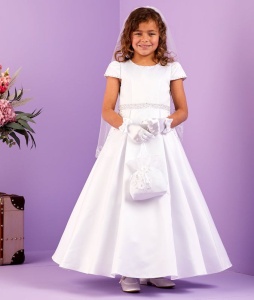 White A-Line Holy Communion Pocket Dress - Lucia P294 by Peridot