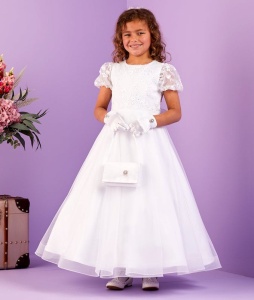 White Lace & Tulle Communion Dress - Ayda P295 by Peridot