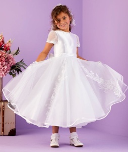 White Lace & Tulle Communion Dress - Liberty P308 by Peridot