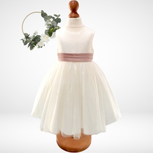 Girls Dusky Pink & Ivory Organza Diamante Dress