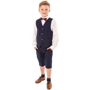 Navy 4 Piece Suit with Shorts | Wedding Suit | Ring Bearer | Page Boy ...