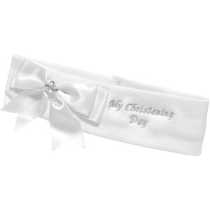 Baby Girls White Cotton My Christening Day Headband