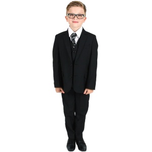 Boys Black Communion 5 Piece Suit, Shoes & Tie