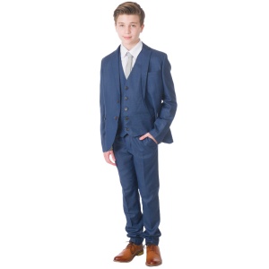 Boys Blue Milano Communion 5 Piece Suit, Shoes & Tie