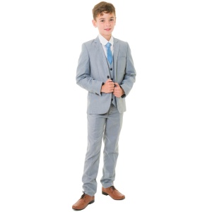 Boys Cool Grey Milano Communion 5 Piece Suit, Shoes & Tie