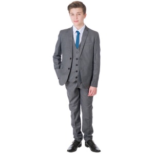 Boys Grey Milano Communion 5 Piece Suit, Shoes & Tie