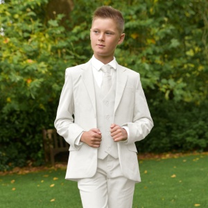 Boys Ivory 5 Piece Slim Fit Suit