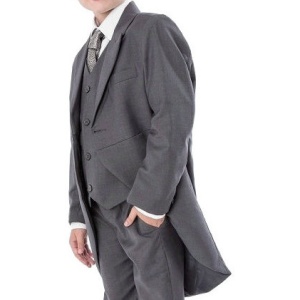 Boys Mid Grey Formal Tail Jacket & Tie