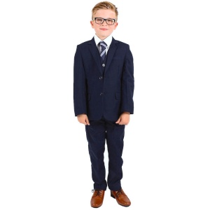 Boys Navy Communion 5 Piece Suit, Shoes & Tie