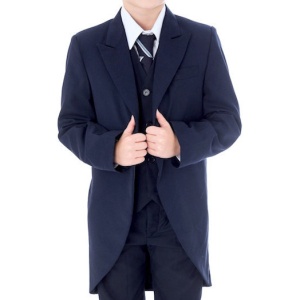 Boys Navy Formal Tail Jacket & Tie