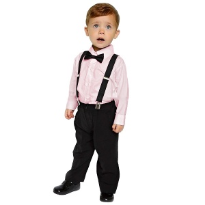 Boys Pink & Black Braces Bow Tie Suit | Boys Wedding Suit | Page Boy ...