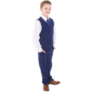 Boys Royal Blue 4 Piece Waistcoat Suit