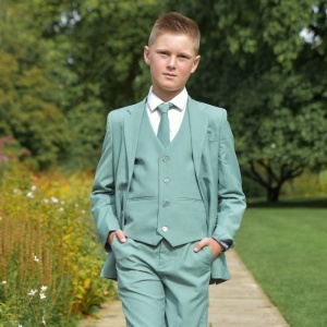 Boys Sage Green Communion 5 Piece Suit, Shoes & Tie