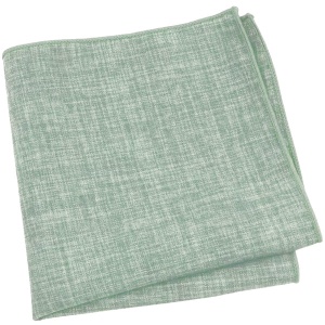 Boys Sage Green Textured Cotton Pocket Square Handkerchief