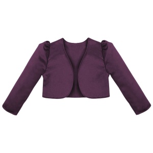 Girls Plum Satin Long Sleeved Bolero