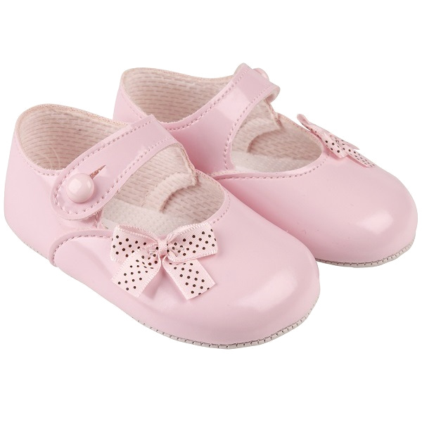Baby Girls Pink Patent Polka Dot Bow Shoes | Baypods Shoes B613 ...