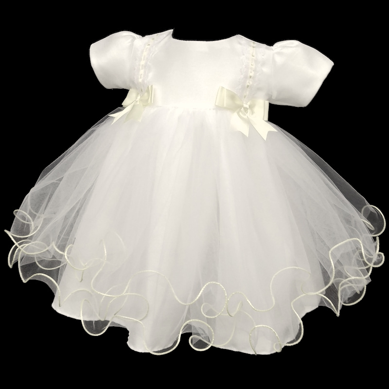 Baby Girls Ivory Double Bow Dress | Baby Christening Dress ...