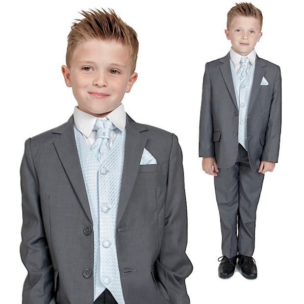 Grey Blue 6 Piece Slim Fit Suit | Baby Boys | Grey Skinny Suit | Boys ...