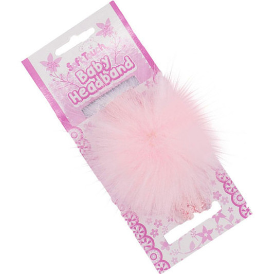 Baby Girls Pink Organza Headband with Faux Fur Pom Pom | Christening ...