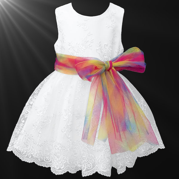 white dress with rainbow