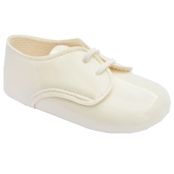 Baby Boys Ivory Patent Lace Up Shoes 