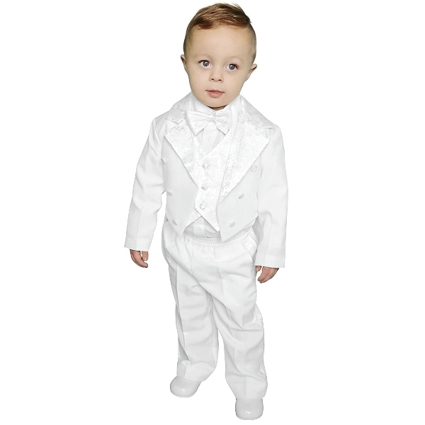 Boys White 5 Piece Tuxedo Tail Suit | Christening | Wedding ...