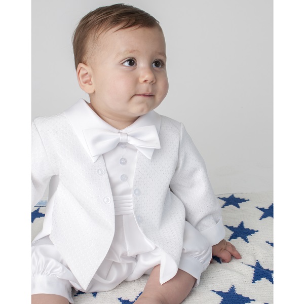 Boys Christening Outfit | Baby Boys White Tuxedo Romper | Baby Diamond ...