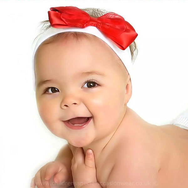 Baby Girls Red & White Cotton Bow Headband | Baby Headband ...