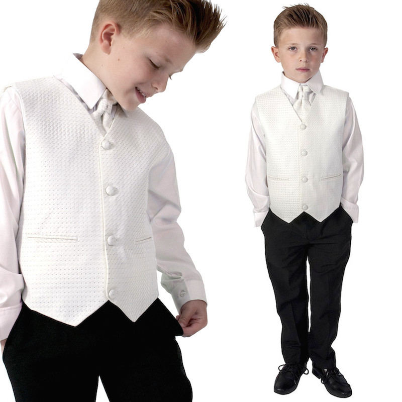 Boys Ivory & Black 4 Piece Suit | Page Boy Suit | Boys Wedding Suit ...