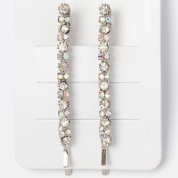 Girls Crystal & Diamante Silver Hair Slide x 2